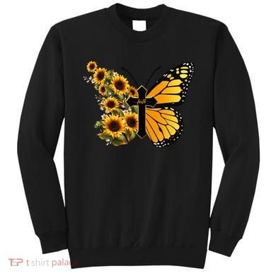 Floral Butterfly Faith Cross Sweatshirt