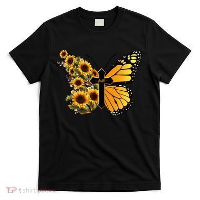 Floral Butterfly Faith Cross T-Shirt