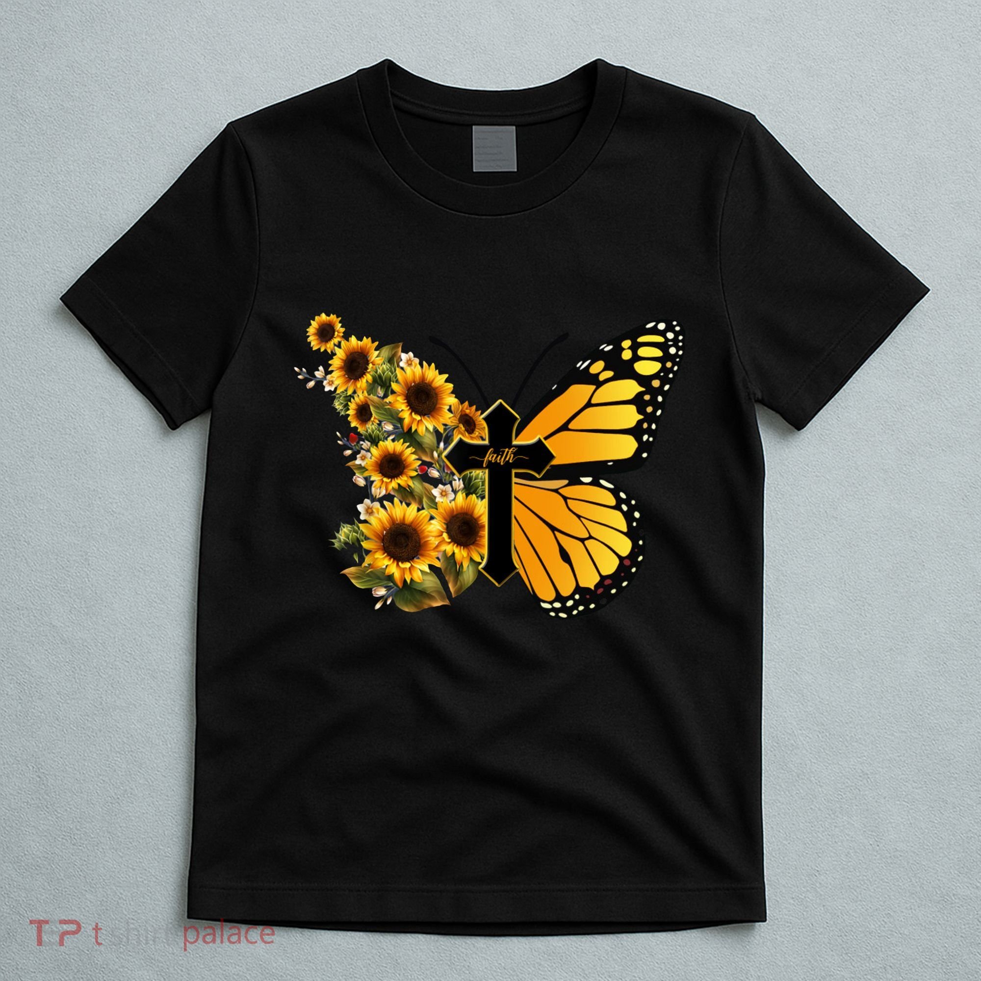 Floral Butterfly Faith Cross T-Shirt