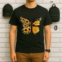 Floral Butterfly Faith Cross T-Shirt thumb 6
