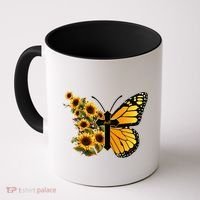 Floral Butterfly Faith Cross Coffee Mug thumb 0