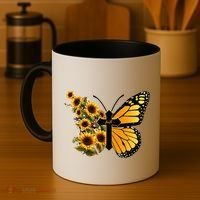 Floral Butterfly Faith Cross Coffee Mug thumb 4