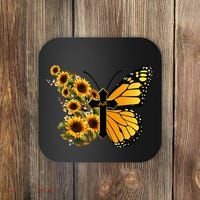 Floral Butterfly Faith Cross Coaster thumb 0
