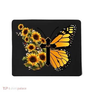 Floral Butterfly Faith Cross Mousepad