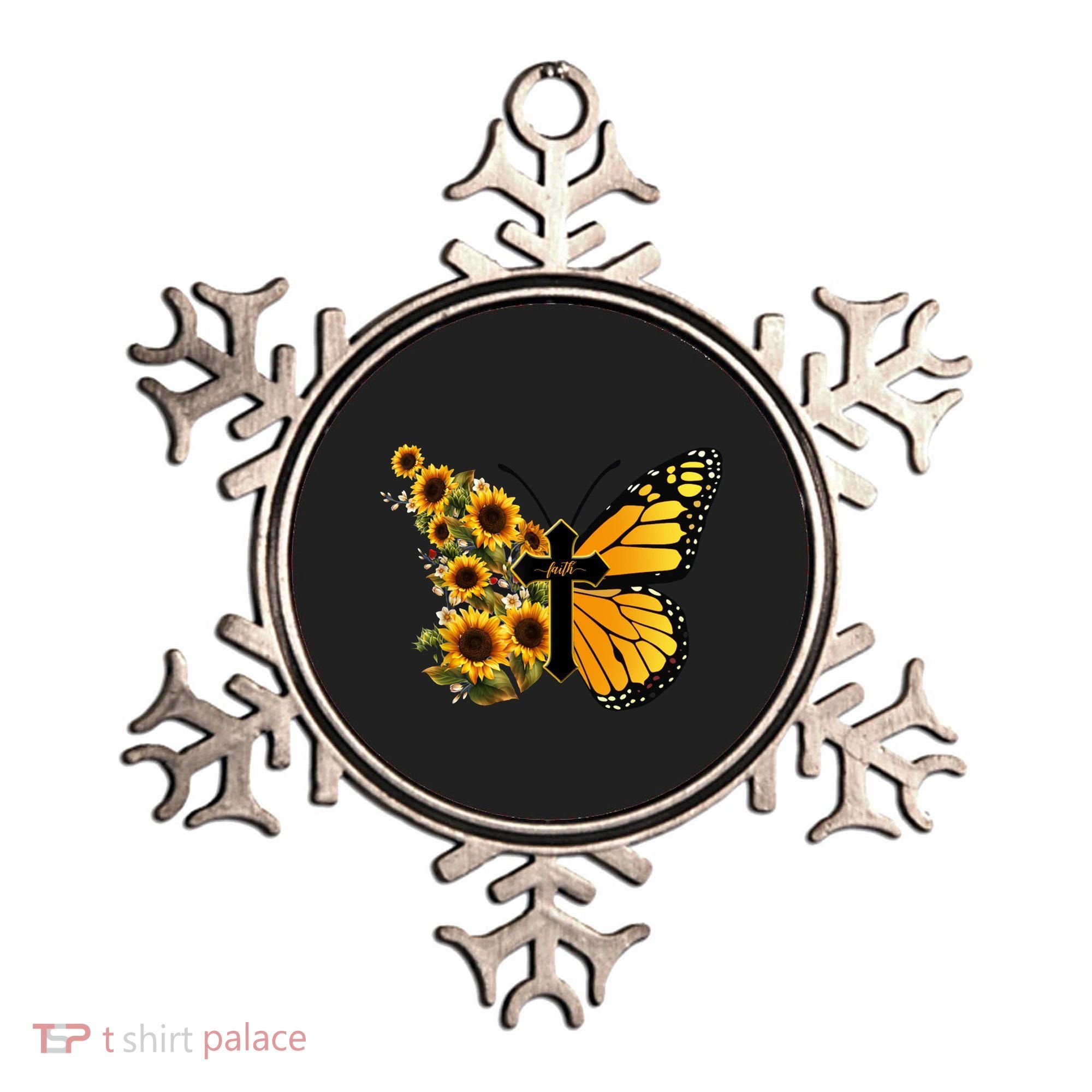 Floral Butterfly Faith Cross Ornament