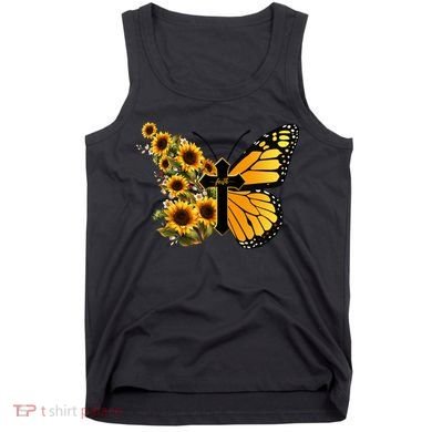 Floral Butterfly Faith Cross Tank Top