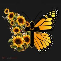 Floral Butterfly Faith Cross Tank Top thumb 6