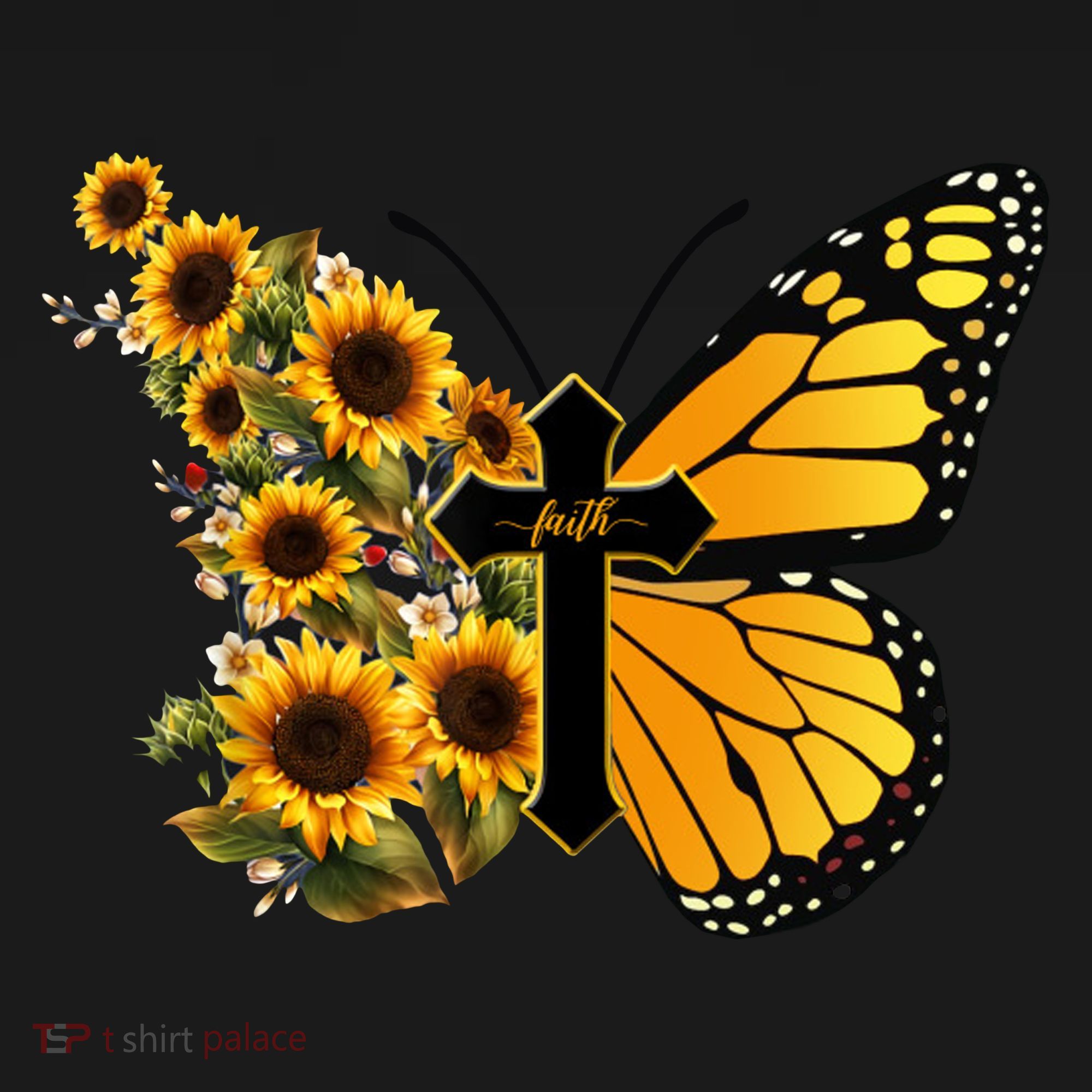 Floral Butterfly Faith Cross Tank Top