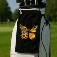 Floral Butterfly Faith Cross Golf Towel thumb 2
