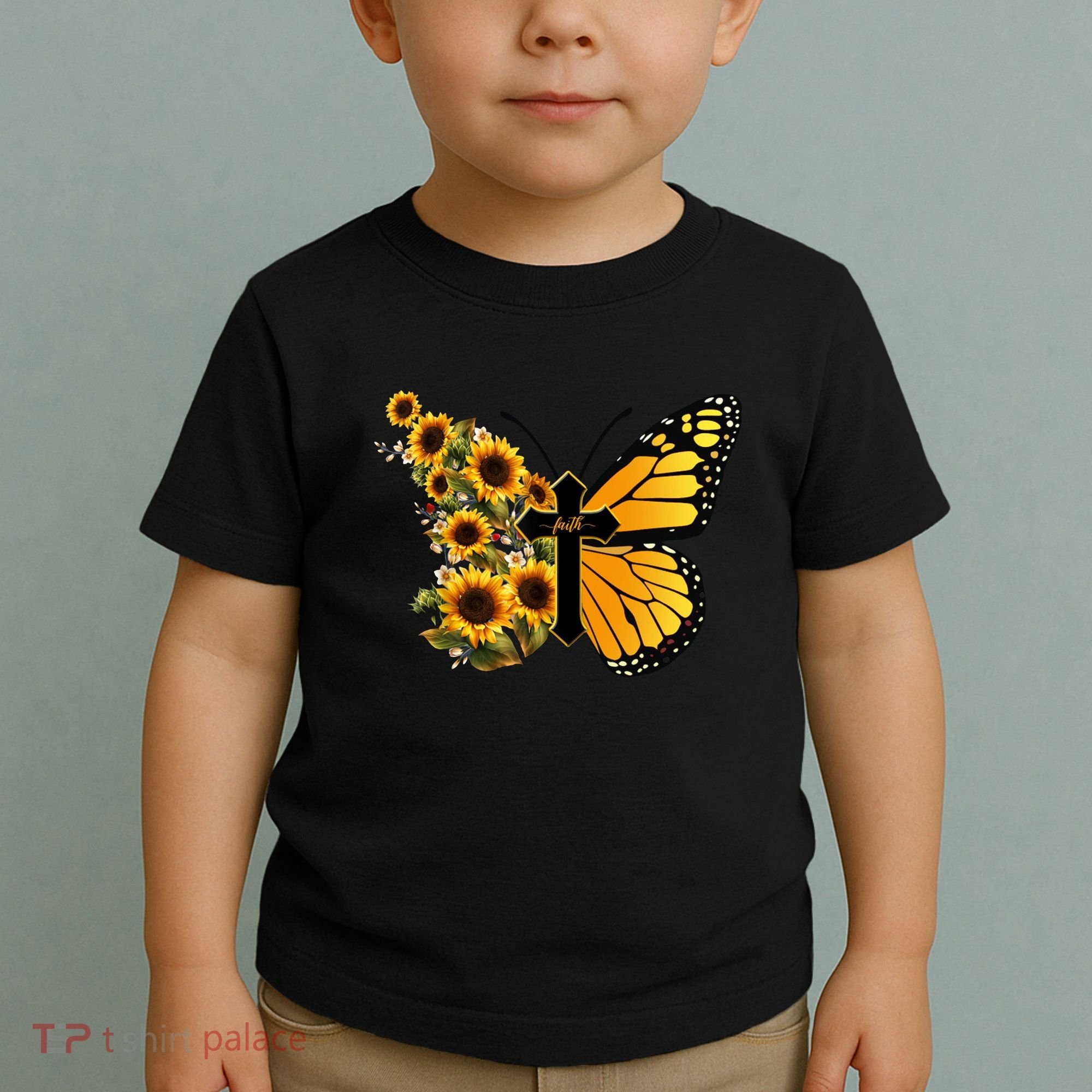 Floral Butterfly Faith Cross Toddler T-Shirt