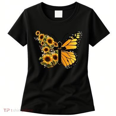 Floral Butterfly Faith Cross Women's T-Shirt