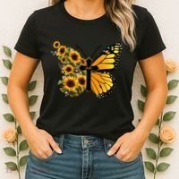 Floral Butterfly Faith Cross Women's T-Shirt thumb 2