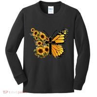Floral Butterfly Faith Cross Kids Long Sleeve Shirt thumb 0