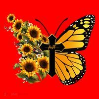 Floral Butterfly Faith Cross Santa Hat thumb 1