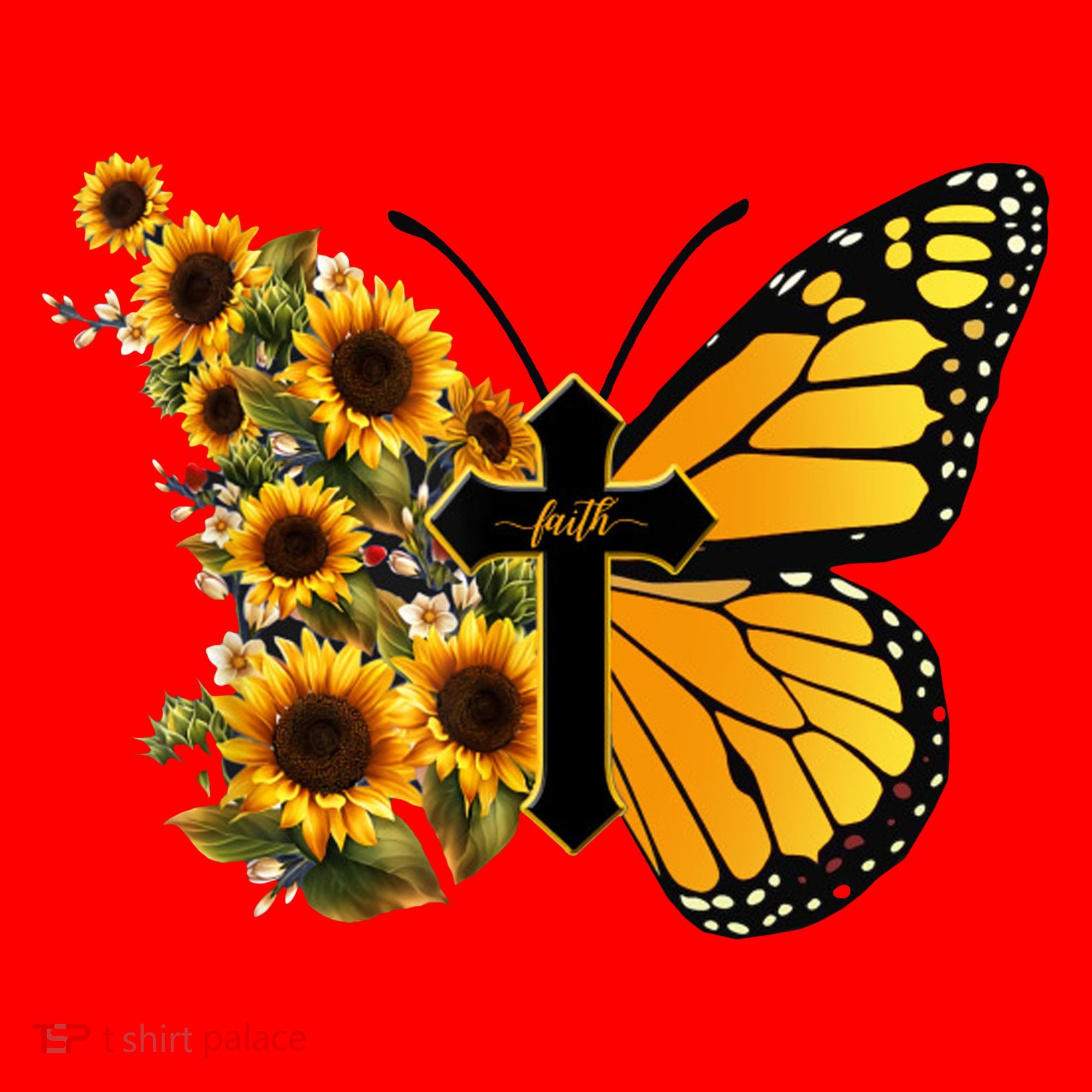 Floral Butterfly Faith Cross Santa Hat