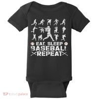 Funny Baseball For, & Eat Sleep Baseball Baby Bodysuit thumb 0