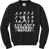 Funny Baseball For, & Eat Sleep Baseball Kids Sweatshirt thumb 0