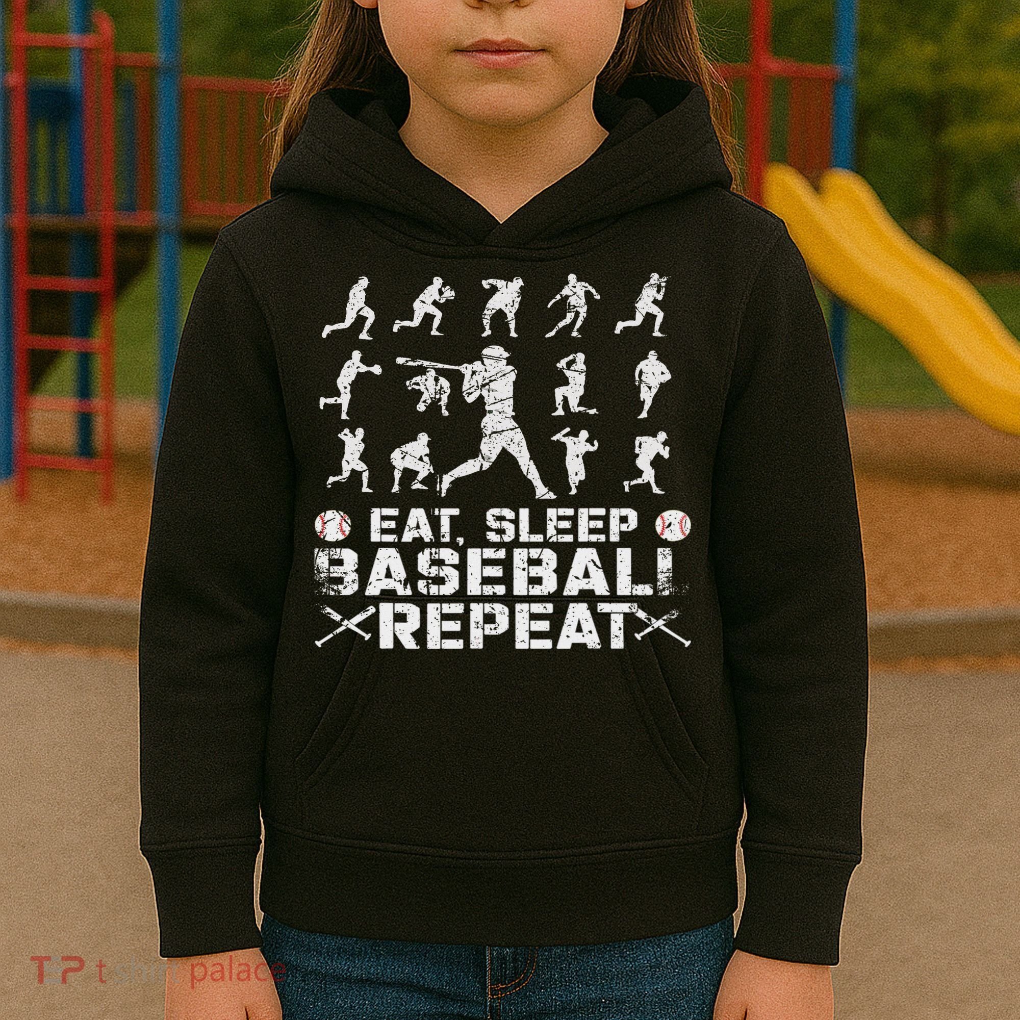 Funny Baseball For, & Eat Sleep Baseball Kids Hoodie