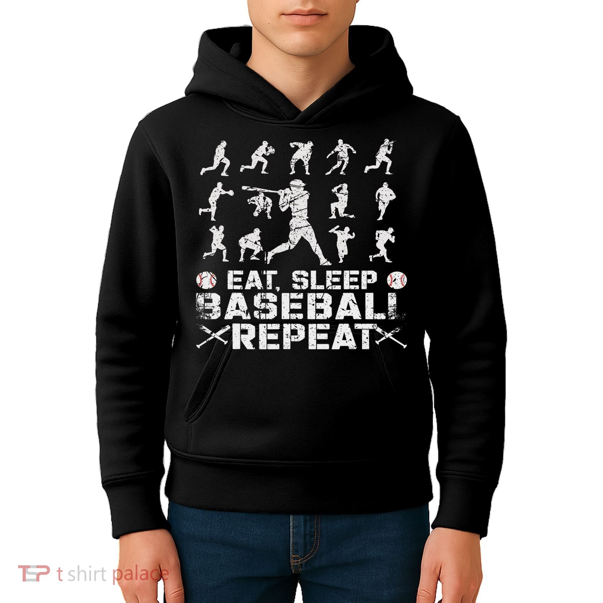 Funny Baseball For, & Eat Sleep Baseball Kids Hoodie