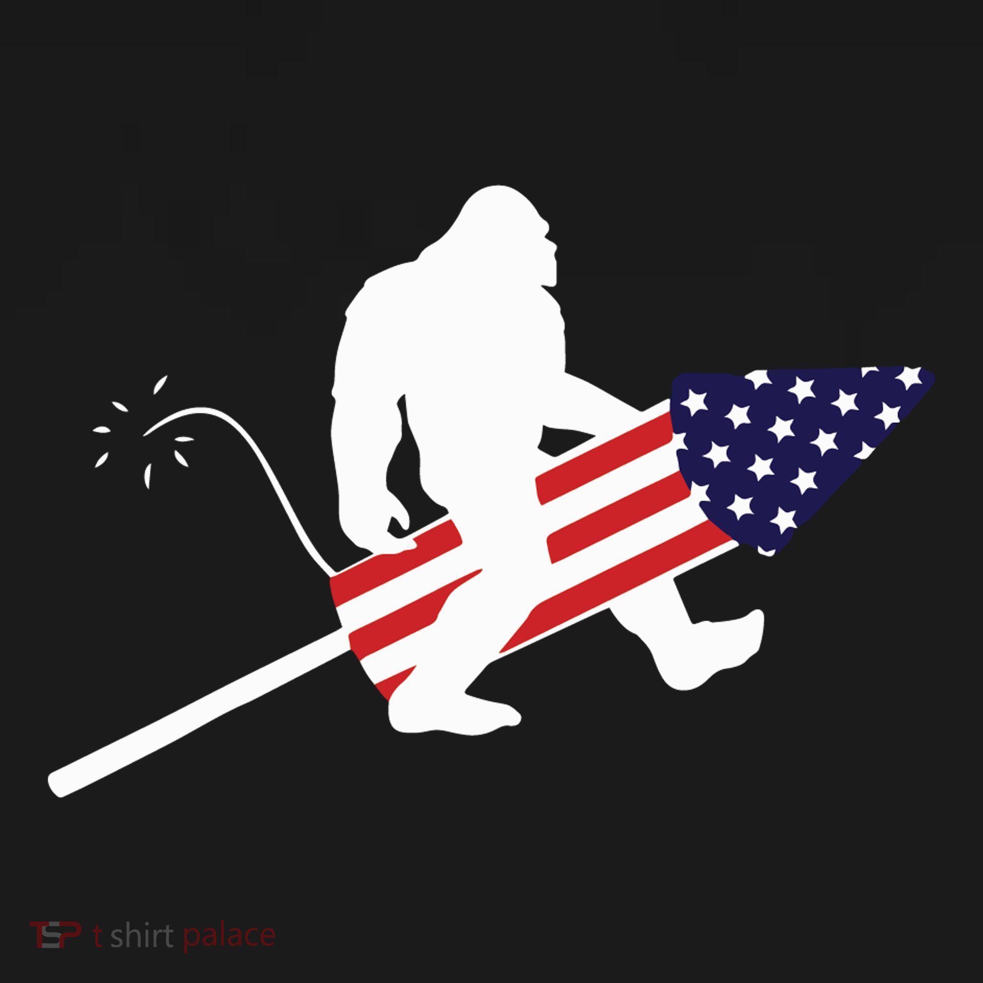 Men  Bigfoot Fireworks 4th of July American Flag US Backpack