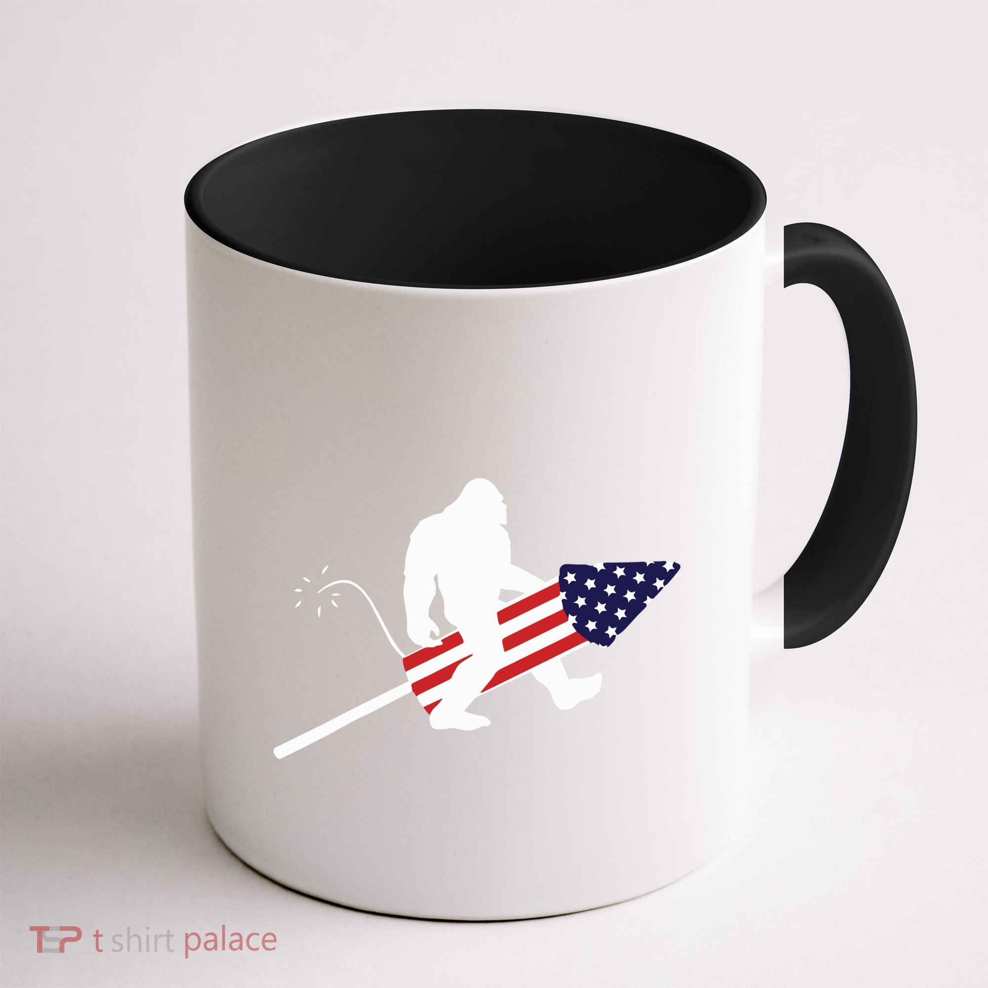 Men  Bigfoot Fireworks 4th of July American Flag US Coffee Mug