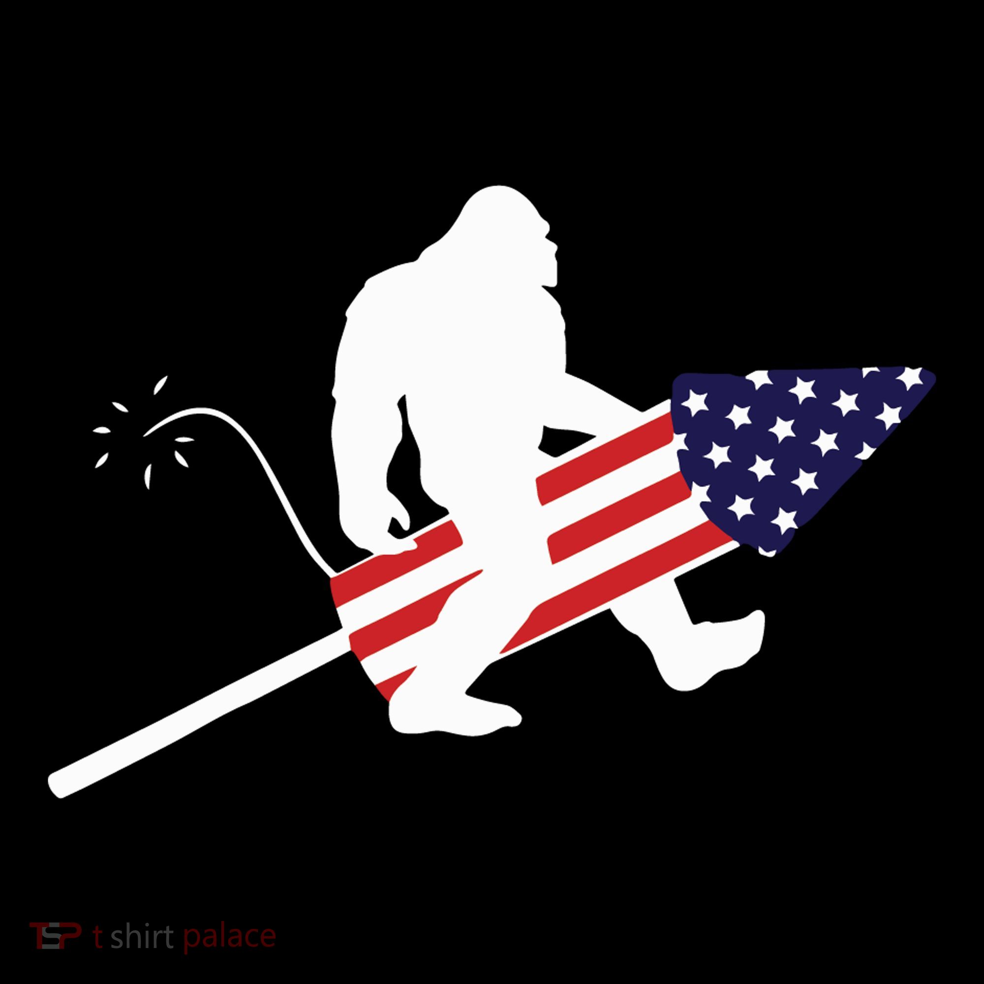 Men  Bigfoot Fireworks 4th of July American Flag US Coffee Mug