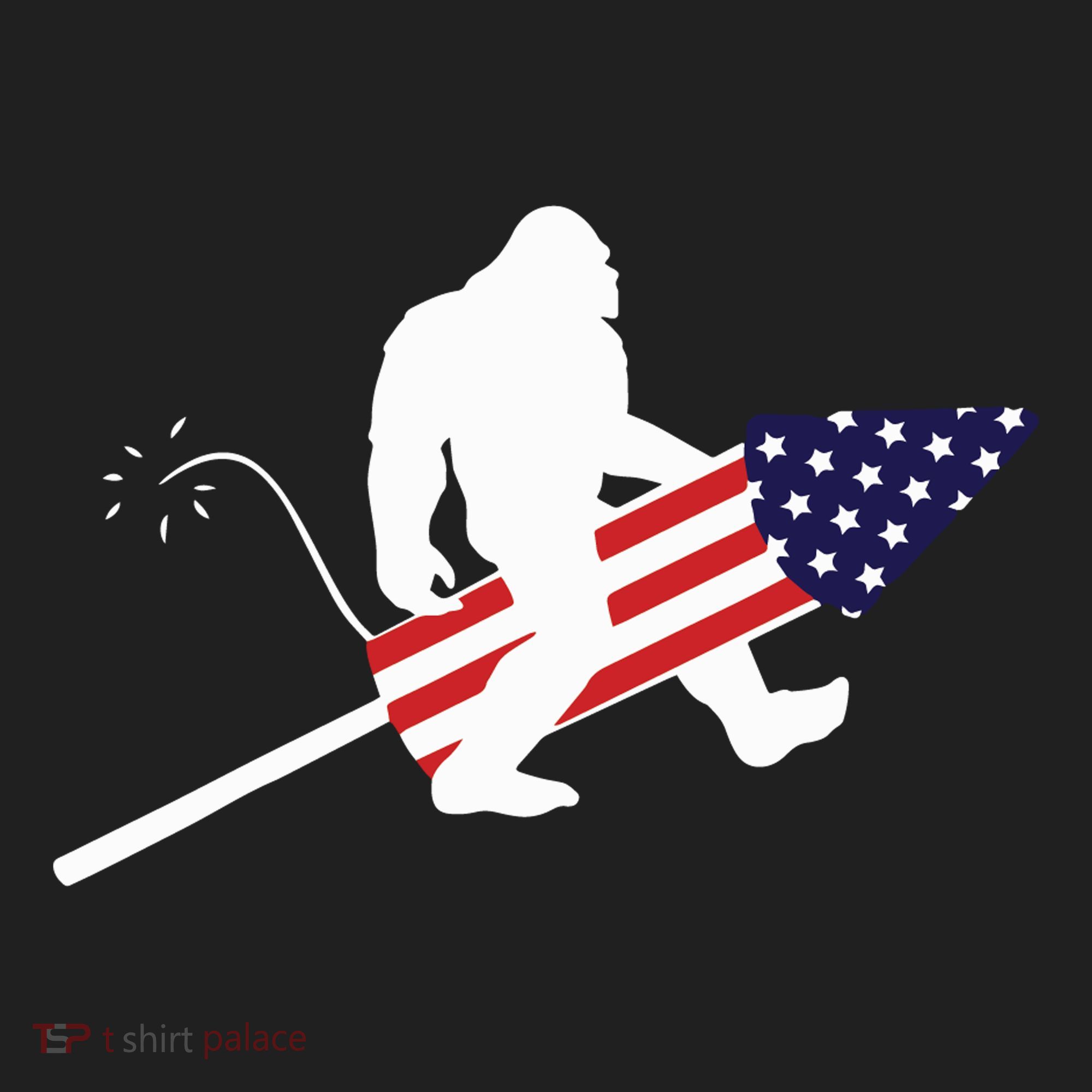 Men  Bigfoot Fireworks 4th of July American Flag US Tumbler