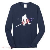 Men  Bigfoot Fireworks 4th of July American Flag US Long Sleeve Shirt thumb 0