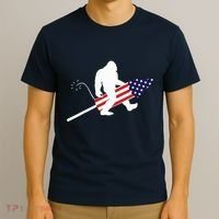 Men  Bigfoot Fireworks 4th of July American Flag US T-Shirt thumb 3