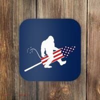 Men  Bigfoot Fireworks 4th of July American Flag US Coaster thumb 0