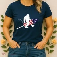 Men  Bigfoot Fireworks 4th of July American Flag US Women's T-Shirt thumb 2