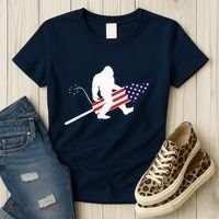 Men  Bigfoot Fireworks 4th of July American Flag US Women's T-Shirt thumb 3