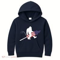 Men  Bigfoot Fireworks 4th of July American Flag US Kids Hoodie thumb 0