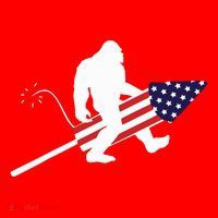 Men  Bigfoot Fireworks 4th of July American Flag US Santa Hat thumb 1