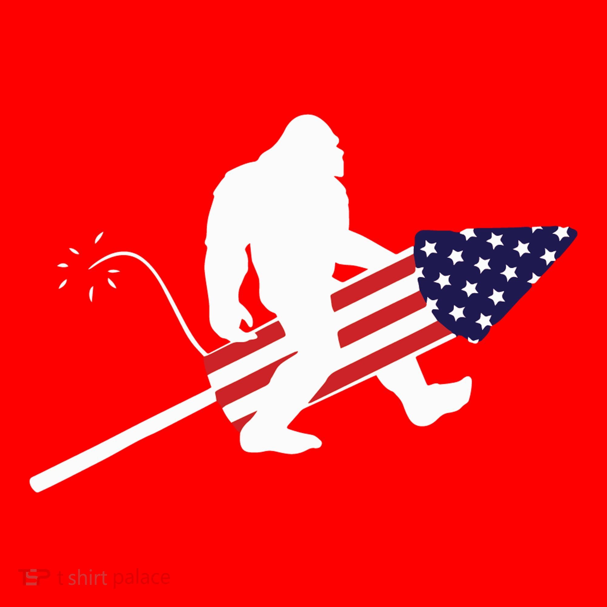 Men  Bigfoot Fireworks 4th of July American Flag US Santa Hat