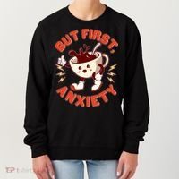 Funny But First Anxiety Cute Cartoon Coffee Women's Sweatshirt thumb 0