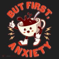 Funny But First Anxiety Cute Cartoon Coffee Beanie thumb 2