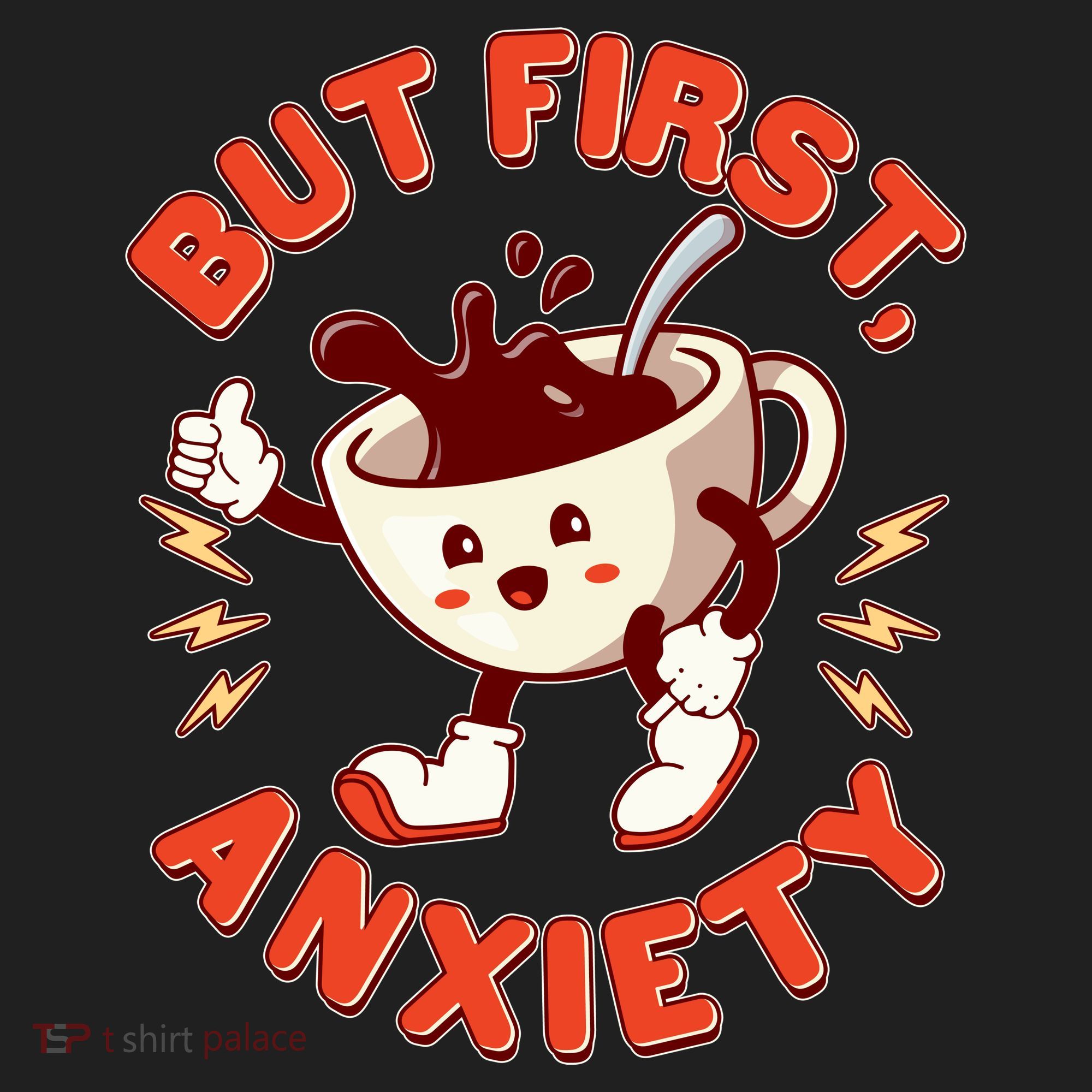 Funny But First Anxiety Cute Cartoon Coffee Beanie