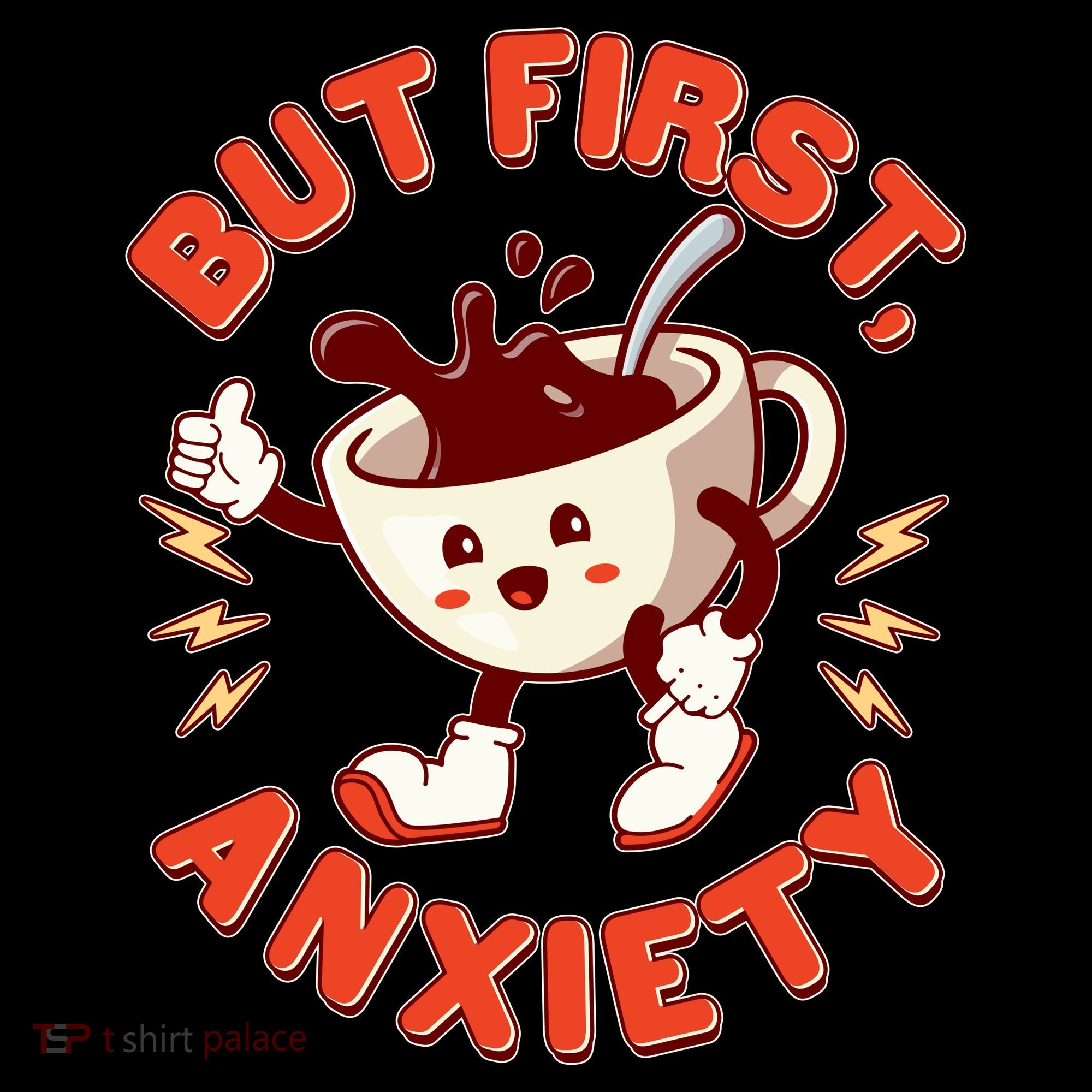 Funny But First Anxiety Cute Cartoon Coffee Women's Hoodie