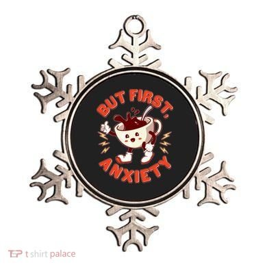 Funny But First Anxiety Cute Cartoon Coffee Ornament