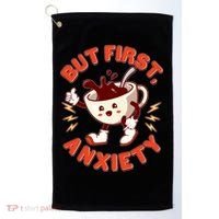 Funny But First Anxiety Cute Cartoon Coffee Golf Towel thumb 0