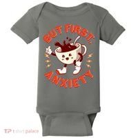 Funny But First Anxiety Cute Cartoon Coffee Baby Bodysuit thumb 0
