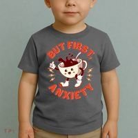 Funny But First Anxiety Cute Cartoon Coffee Toddler T-Shirt thumb 2