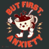 Funny But First Anxiety Cute Cartoon Coffee Kids Sweatshirt thumb 2