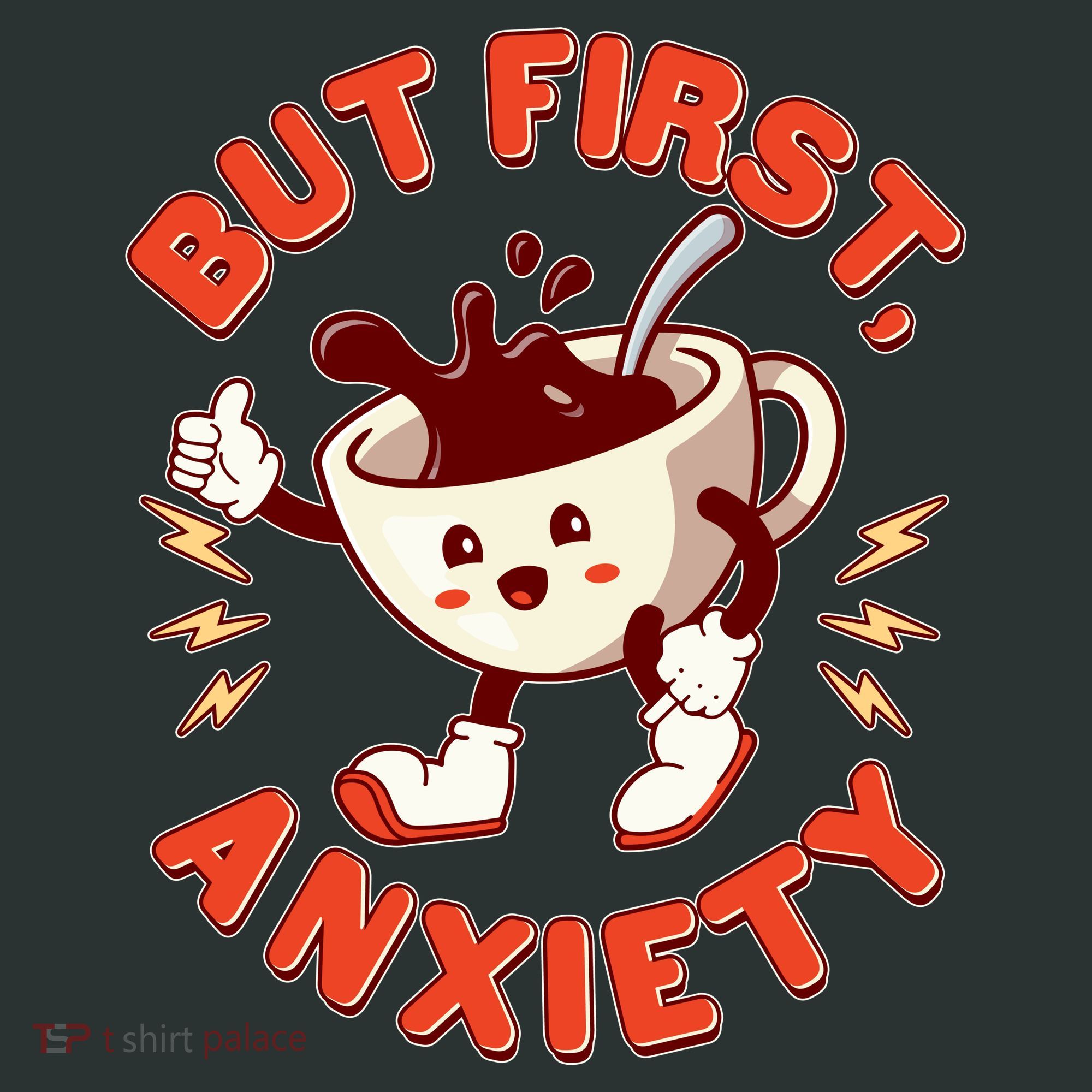 Funny But First Anxiety Cute Cartoon Coffee Kids Sweatshirt