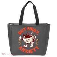 Funny But First Anxiety Cute Cartoon Coffee Tote Bag thumb 0