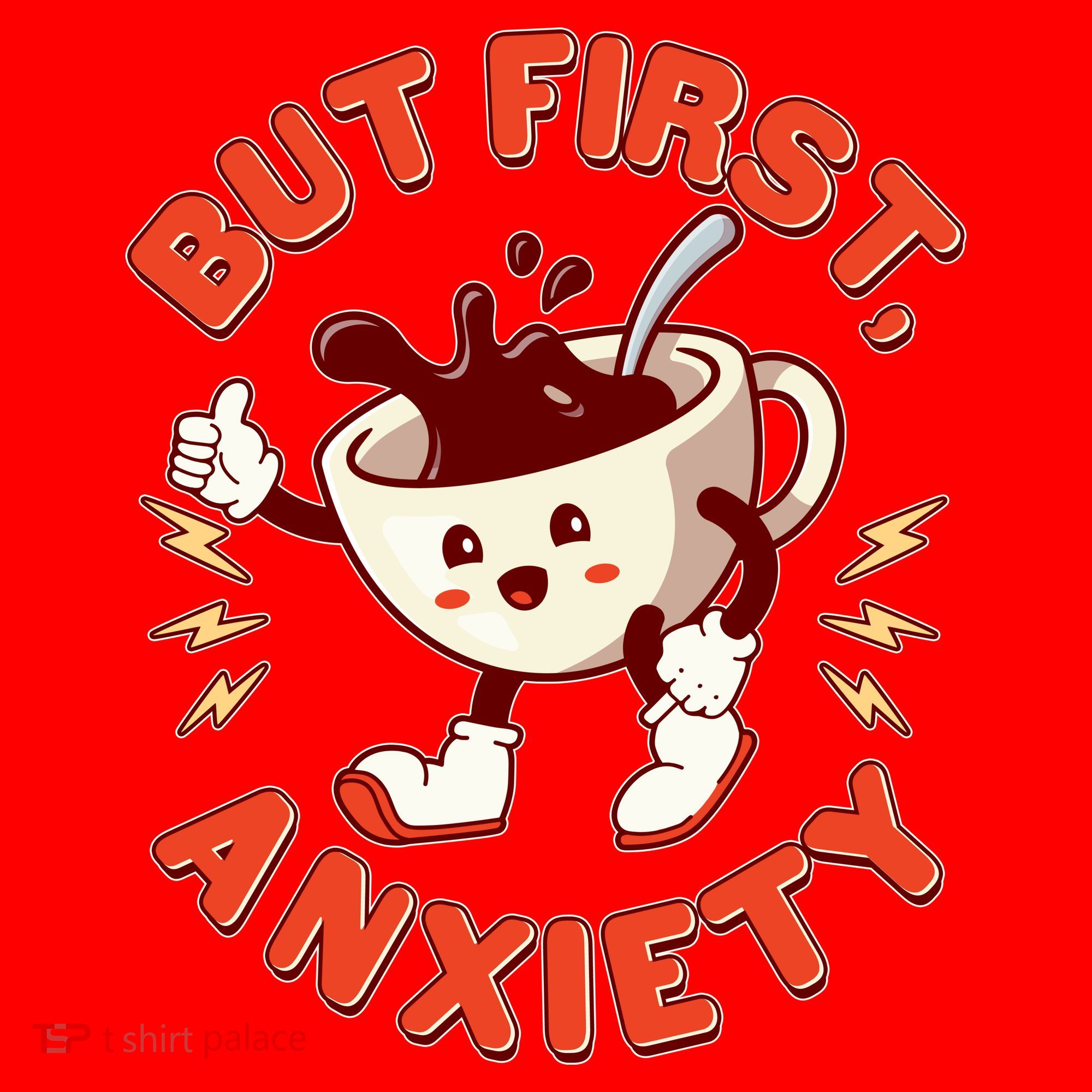 Funny But First Anxiety Cute Cartoon Coffee Santa Hat