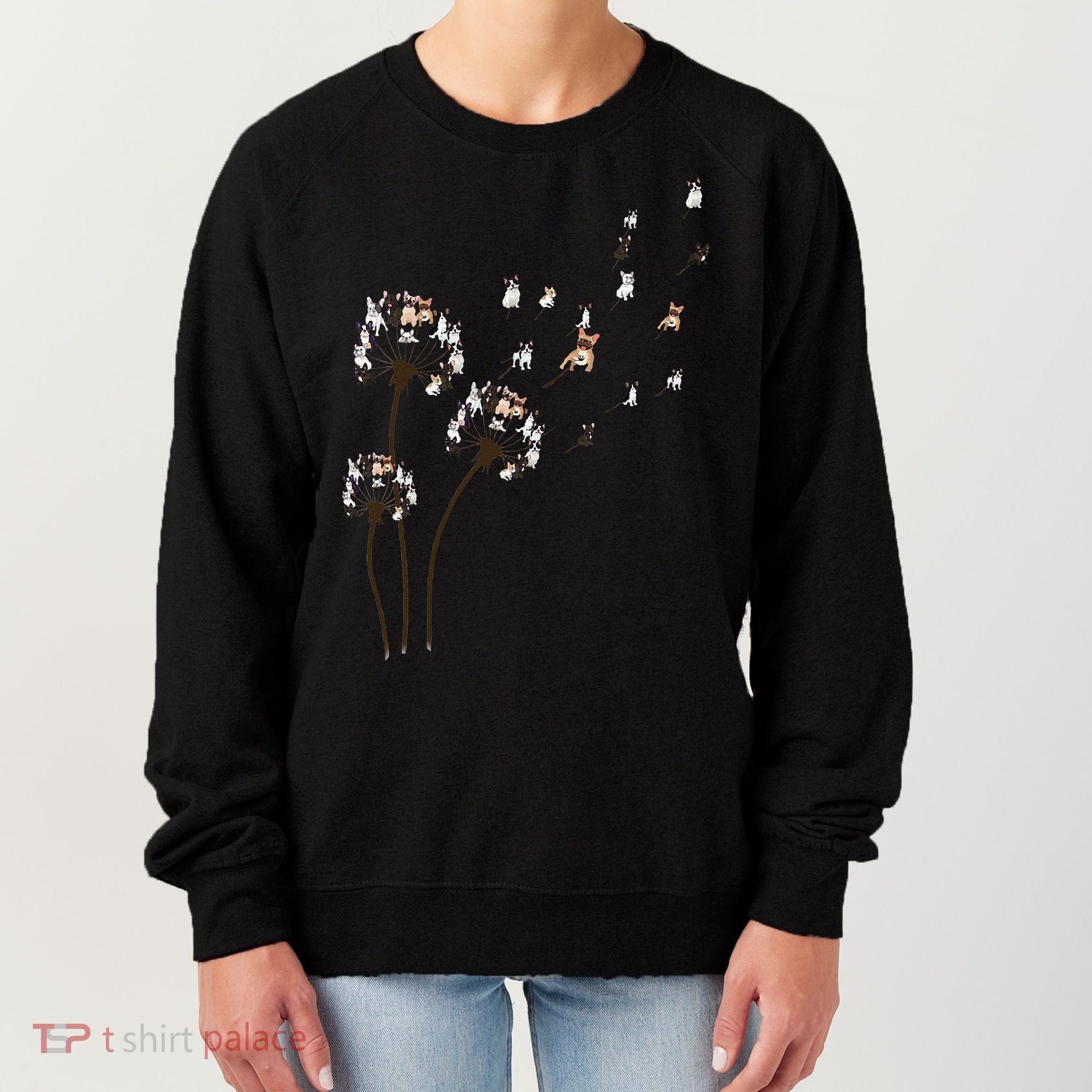 French Bulldog Flower Fly Dandelion Funny Dog Lovers Women's Sweatshirt