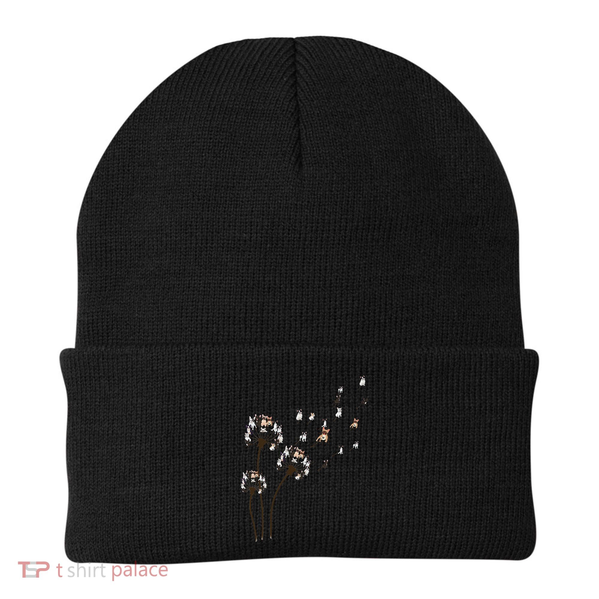French Bulldog Flower Fly Dandelion Funny Dog Lovers Beanie
