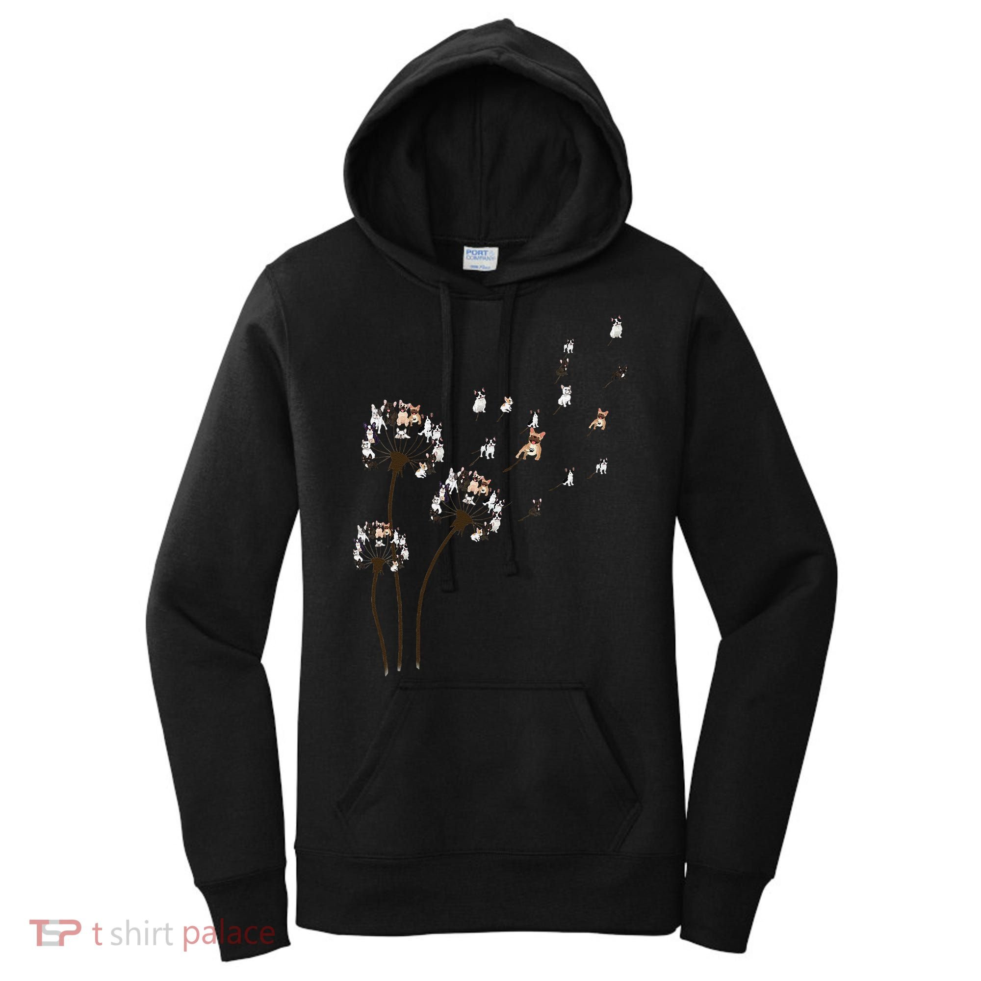 French Bulldog Flower Fly Dandelion Funny Dog Lovers Women's Hoodie